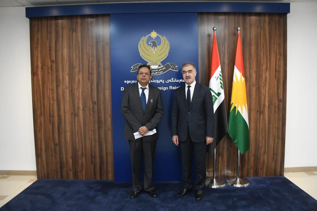 Ambassador of India to Iraq and Consul General of India in Erbil paid a courtesy visit to the Minister & Head of the Department of Foreign Affairs, Kurdistan Regional Government, Mr. Safeen Dizayee in Erbil on 07 October 2025