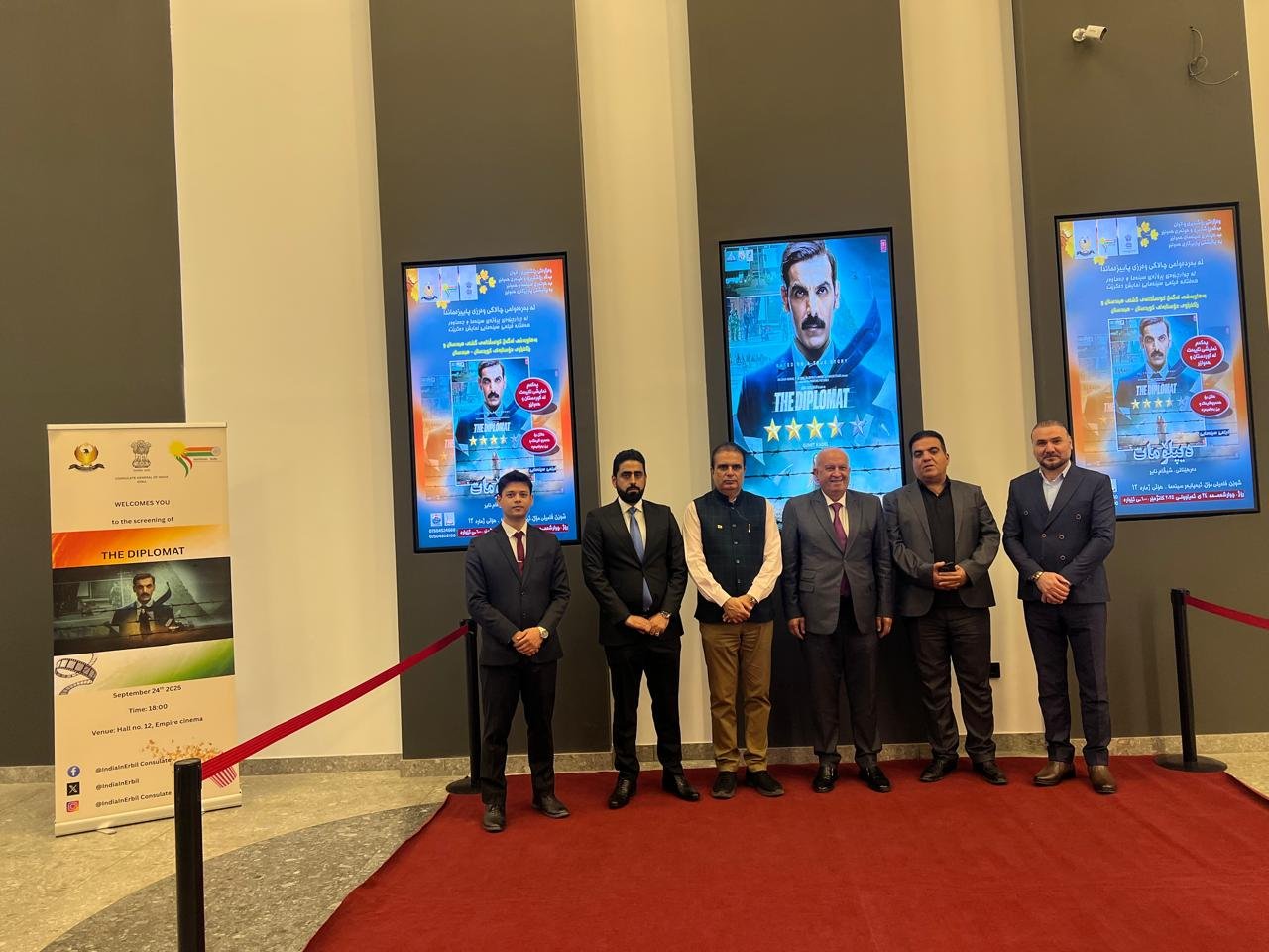 Consulate General of India, Erbil in association with Directorate of Cinema of Erbil and Kurdistan India Friendship Organization for Development, organized the screening of the Bollywood movie Diplomat in Erbil on 24 September 2025.